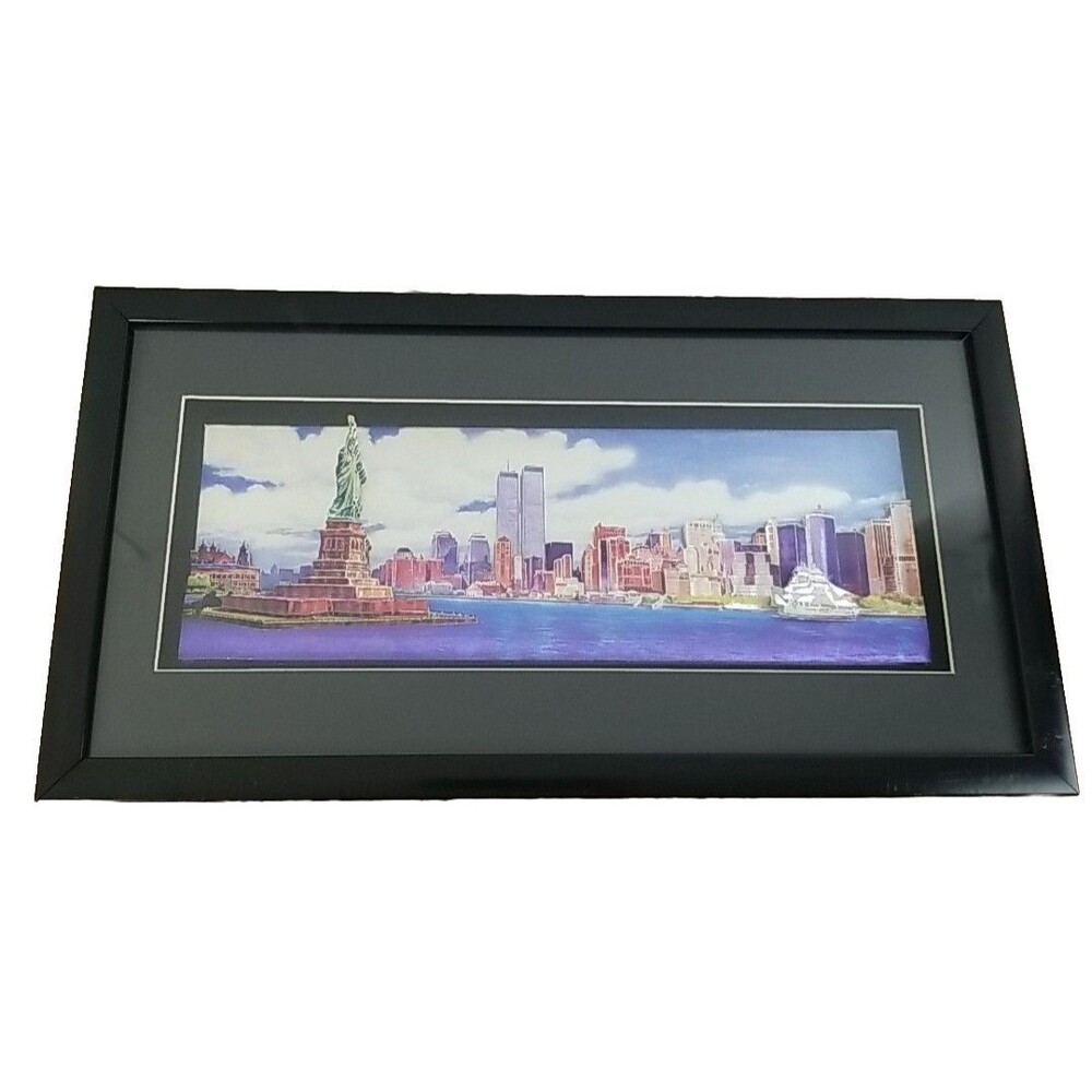 3D Paper Sculpture shadowbox. New York Skyline, Twin Towers Sunny Du, 17x9